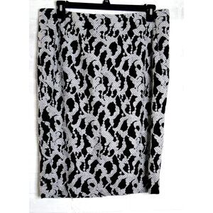 Lane Bryant Pencil Skirt Full Back‎ Zipper Black White Size 14 Women's